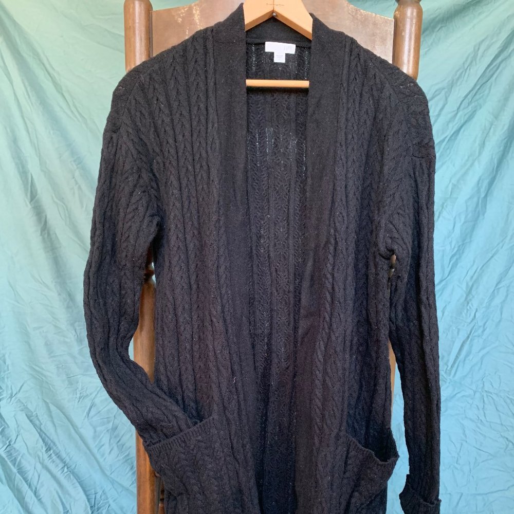 J Jill Cable Knit Long Black Sweater